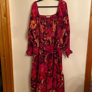 Terra & Sky red print long sleeve maxi dress with long sleeves size 3X